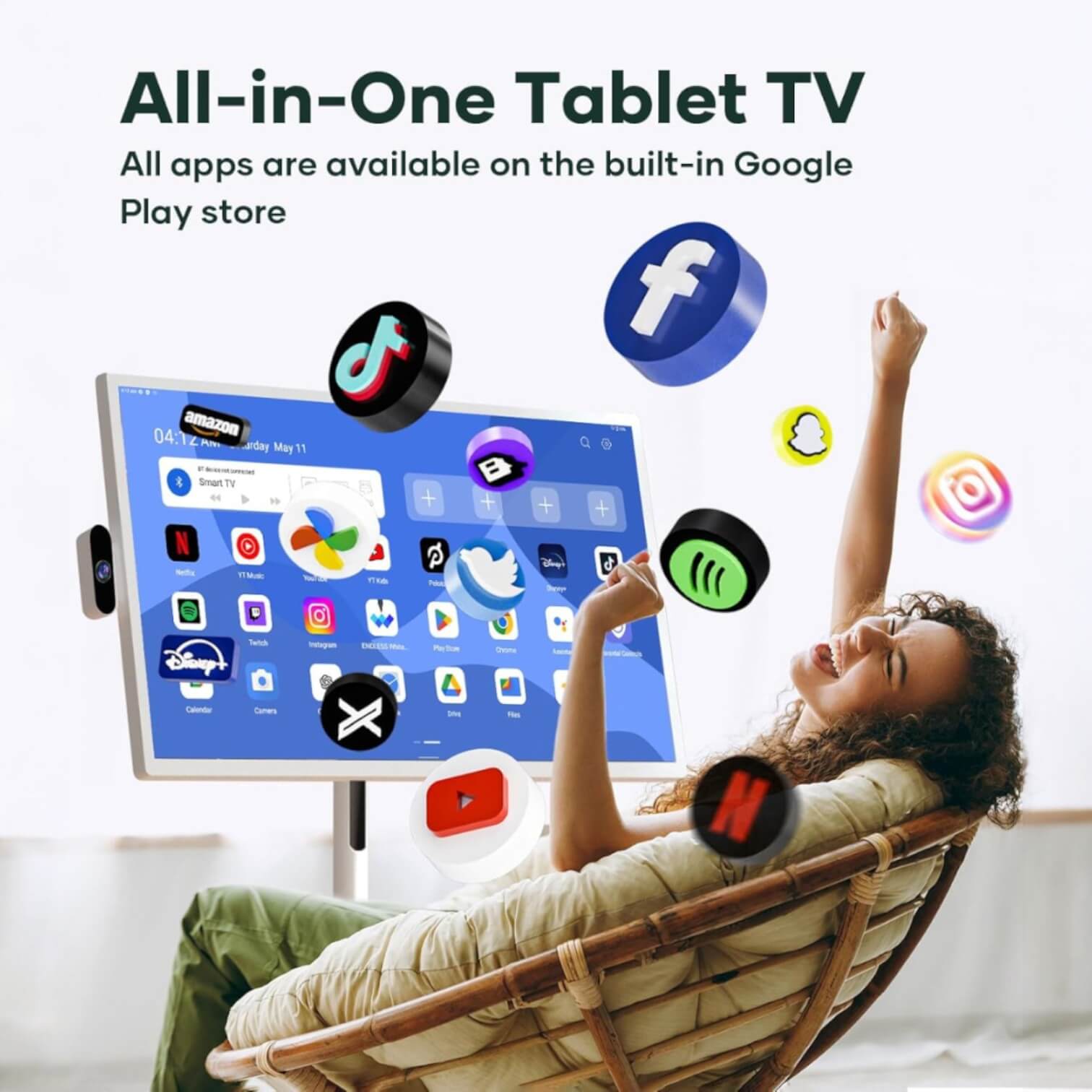 4K Portable Smart TV with Rotating Touchscreen & Android TV
